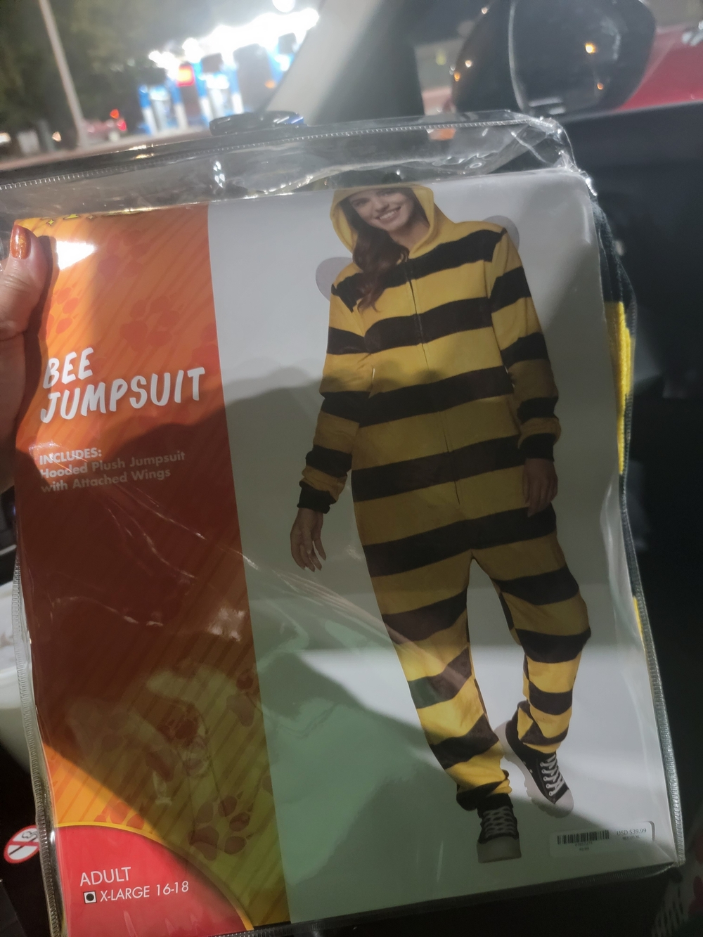 Bee Jumpsuit Adult Costume - Yellow and Black Hooded Onesie